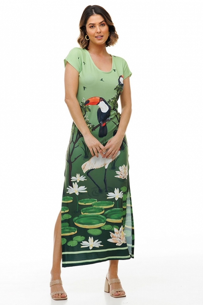Vestido Longo Jeri Tucano e Tuiuiu