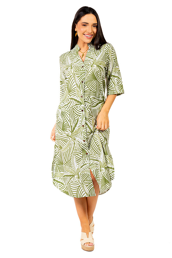 Chemise Atena Gola Padre Bananeiras Vetor