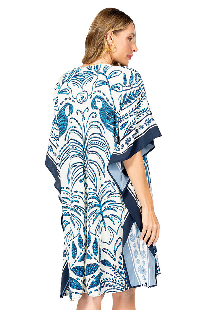 Kaftan Verão Atena Araras Bordado Off