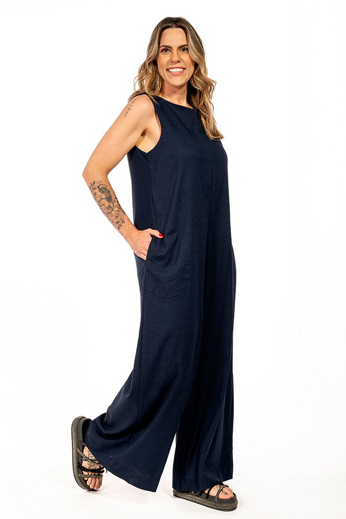 Macacão Linho Essência Marinho