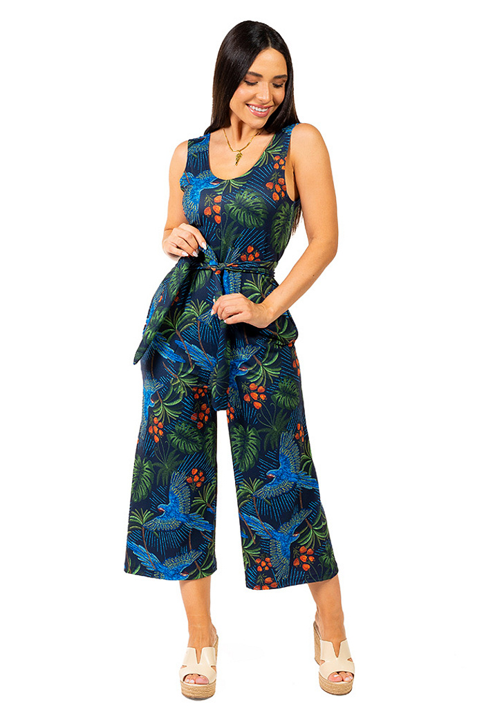 Macacão Bambú Arara Bordado Barra