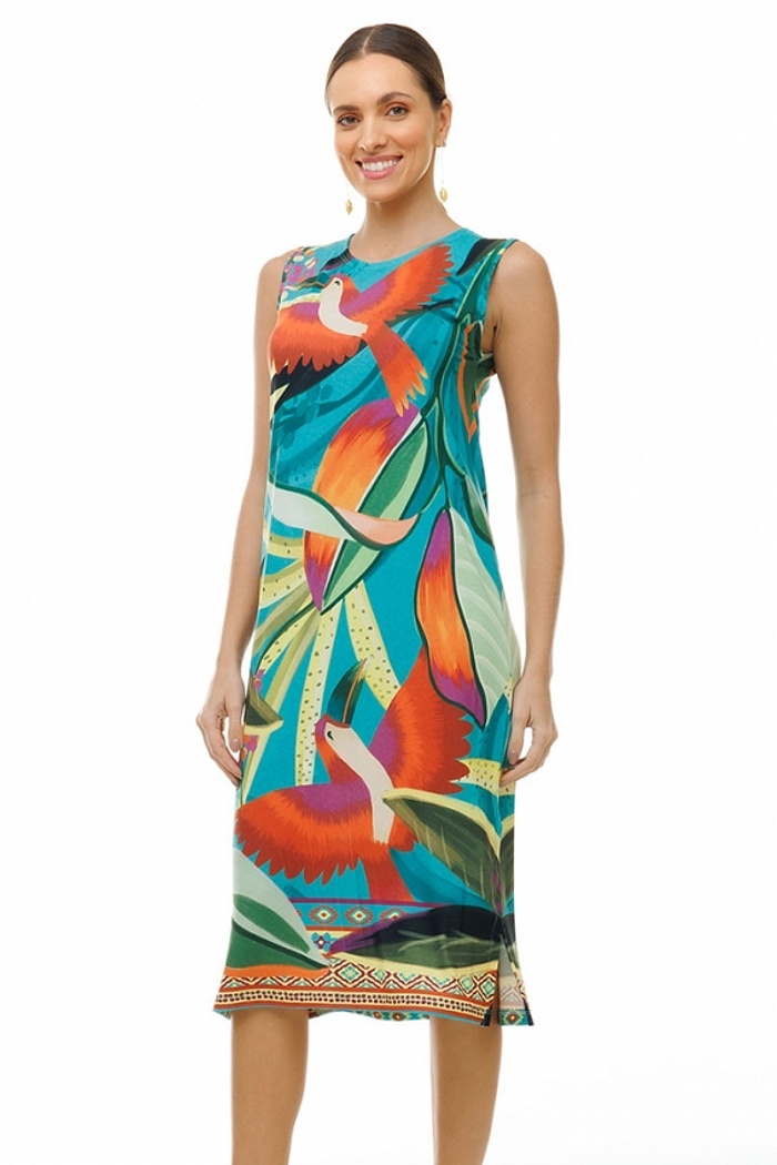 Vestido Estampado Clássico Midi Tucano Color