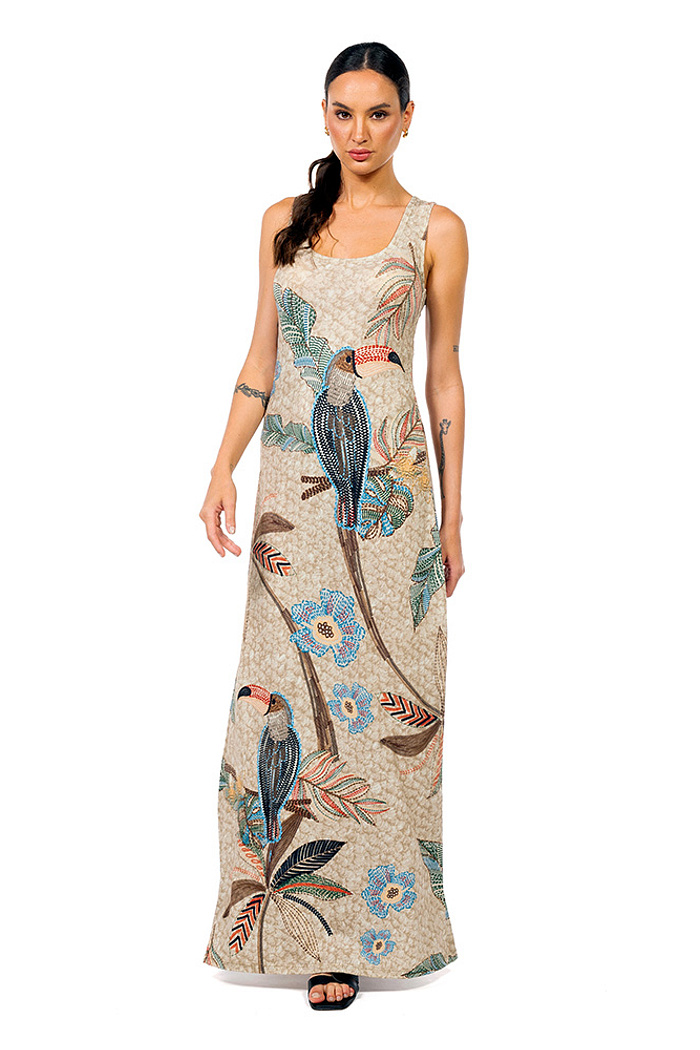 Vestido Hortencia Tucaninhos Bordados