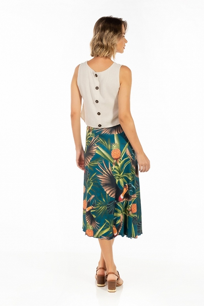 Saia Pareô Clássica Tucano Abacaxi Fundo Azul