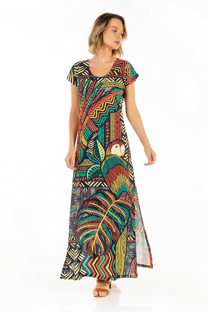 Vestido Longo Jeri Araras Etnicos