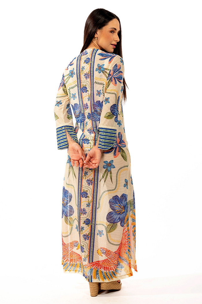 Saída de Praia Trancoso Passaros e Flores Bordado