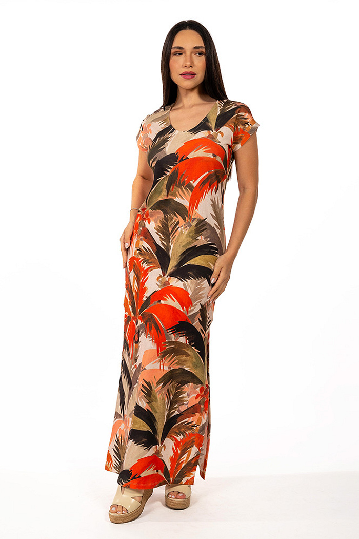 Vestido Longo Jeri Coqueiros Aquarela