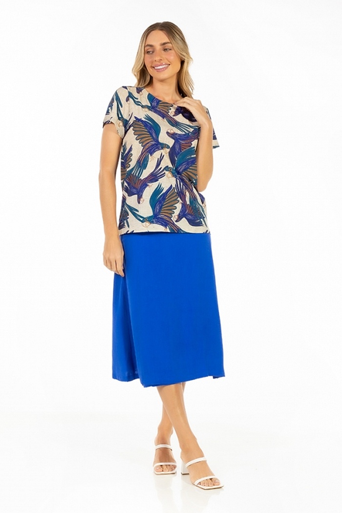 Blusa Atena Arara Roxa Bordado