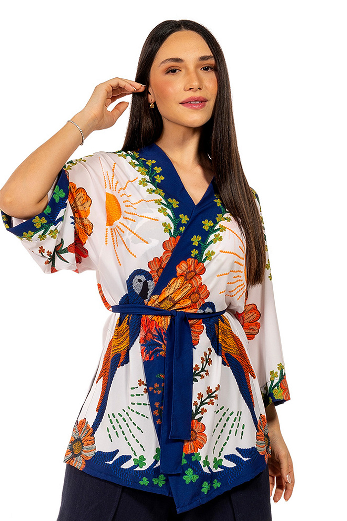 Kimono Raízes Arara Tropical Barro