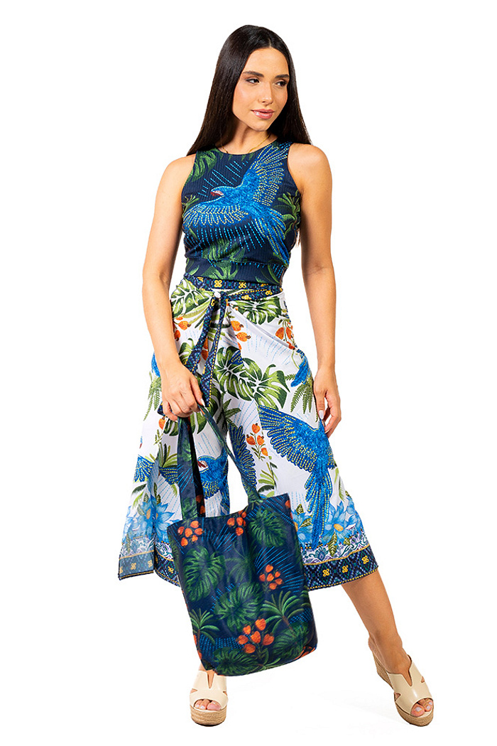 Calça Transpassada Arara Bordado Barra