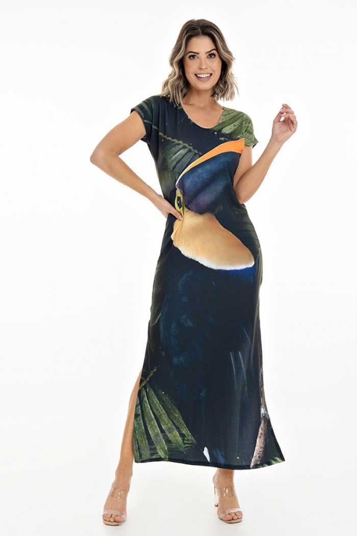 Vestido Longo Jeri Big Tucano Folhagem