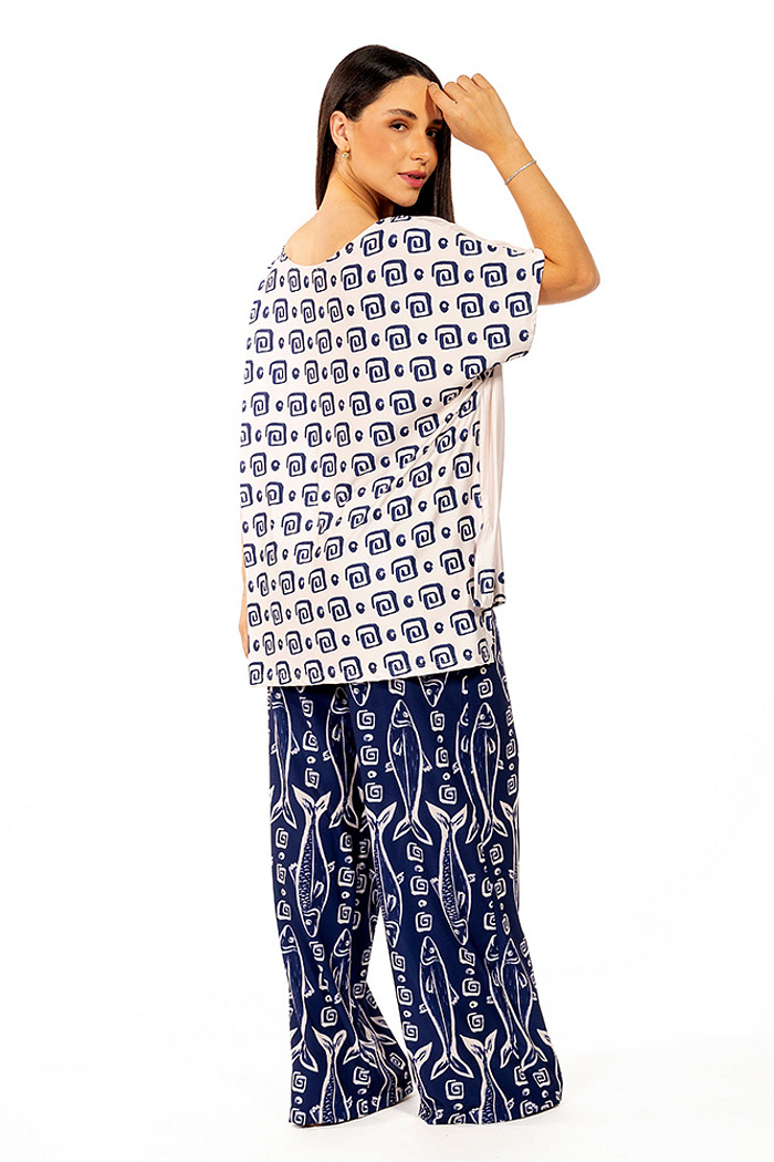 Blusa Conceito Maxi Peixes Fundo Off