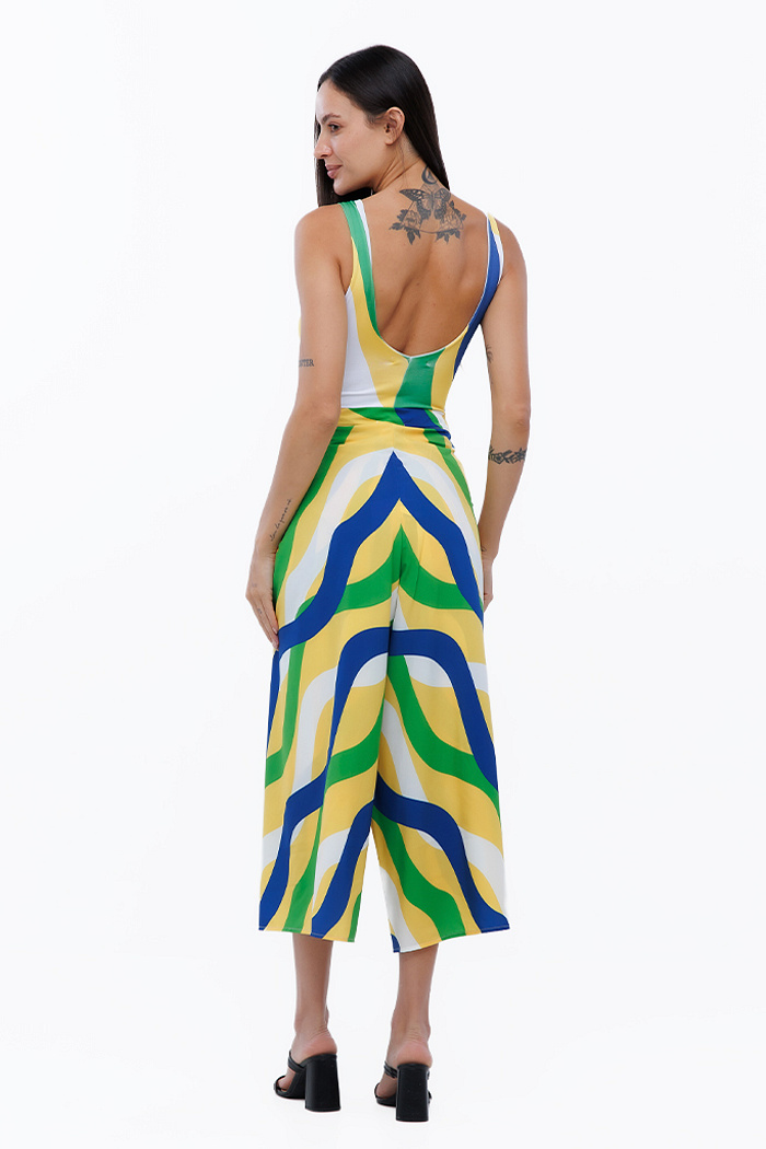 Calça Feminina Transpassada Estampada Arara Brasil Cores