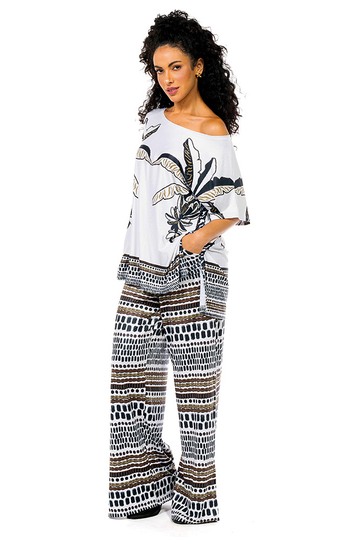 Blusa Conceito Folhagens P&B Poa