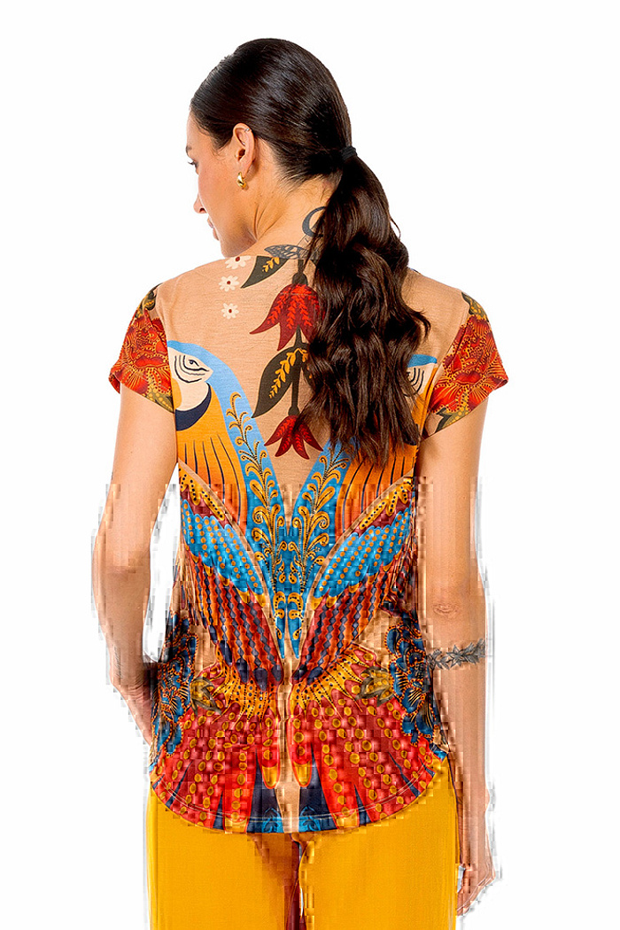 Blusa Jasmim Araras Paraiso Floral