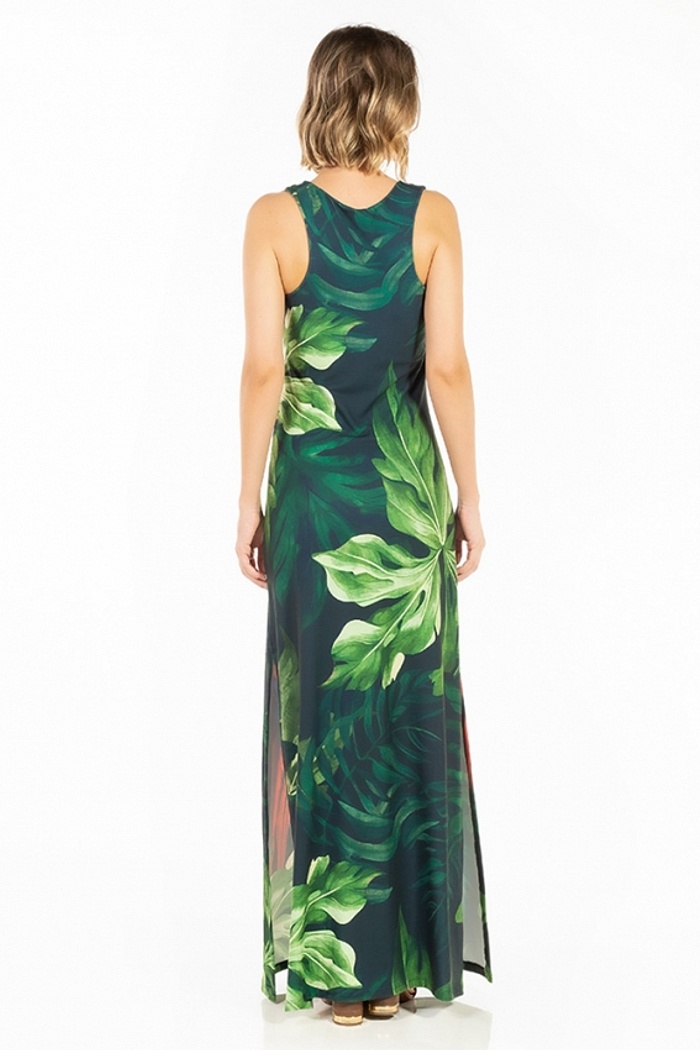 Vestido Hortência Casal Araras Folhagens