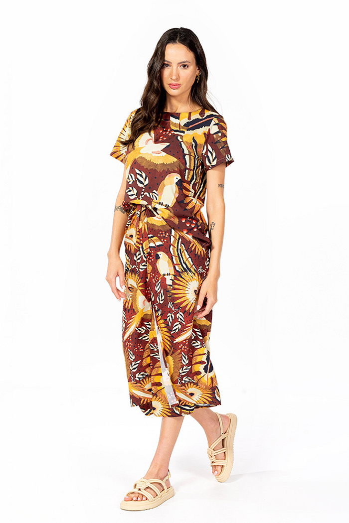 Calça Transpassada Marrom