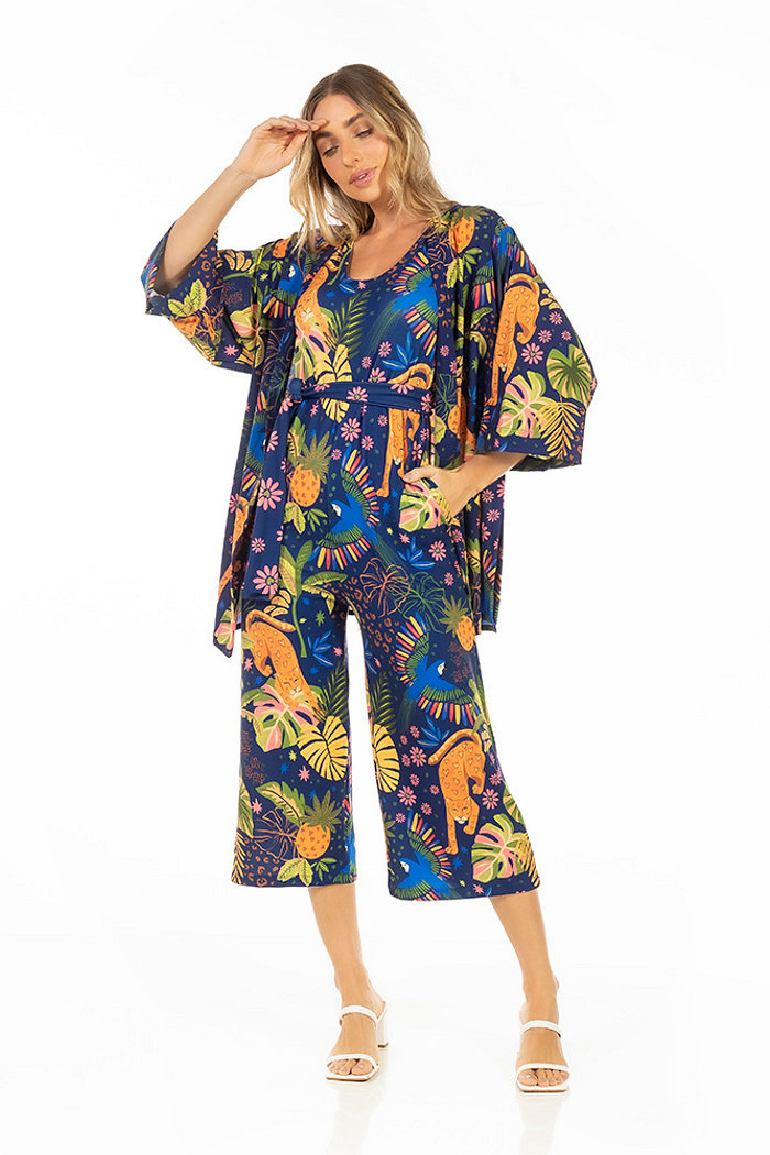 Kimono Raízes Onça Arara Candy Color