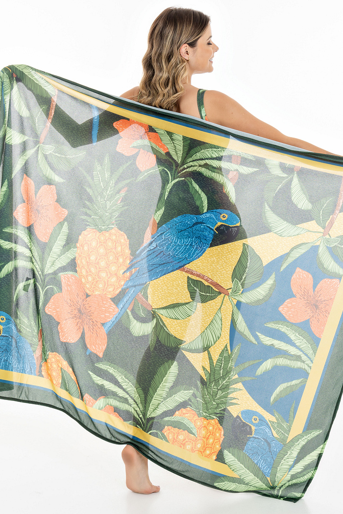 Canga Retangular Arara bandeira Escura