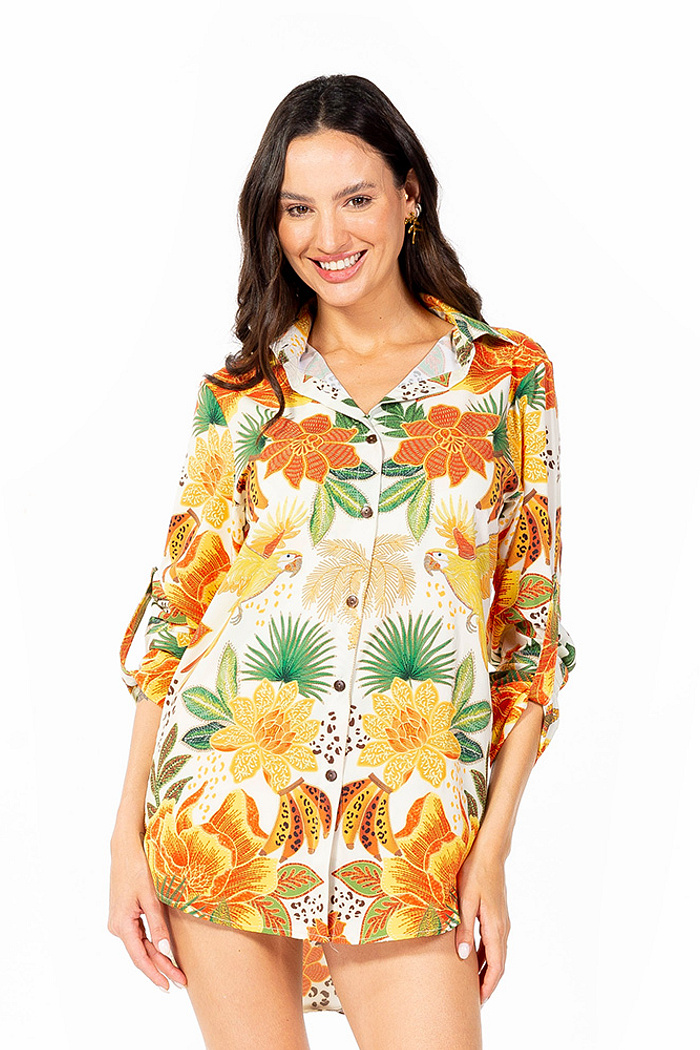 Camisa Alongada Atena Verão Banana Amarela