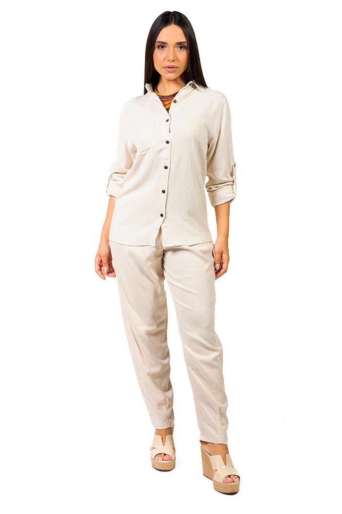 Camisa Alongada Linho Ana Natural