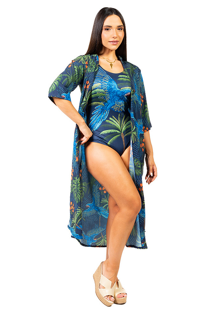 Chemise Atena Gola Padre Arara Bordado Barra