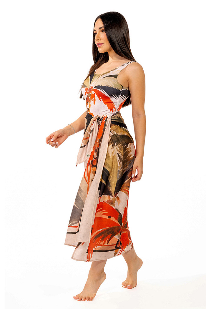 Canga Retangular Coqueiros Aquarela