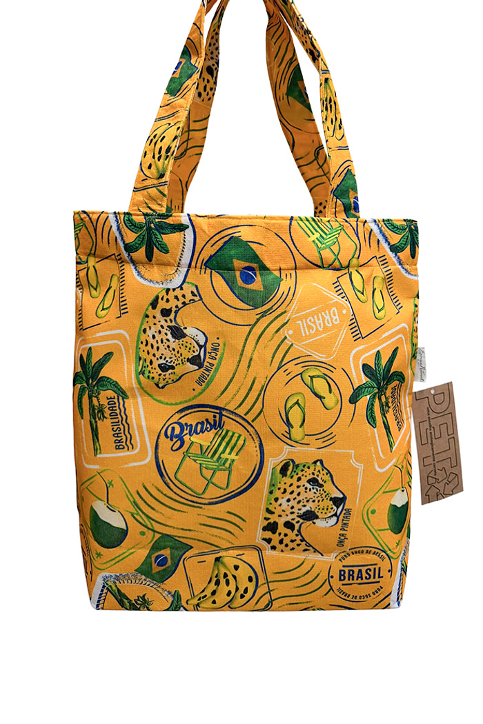 Bolsa Rosinha Brasil Selos Onça Banana