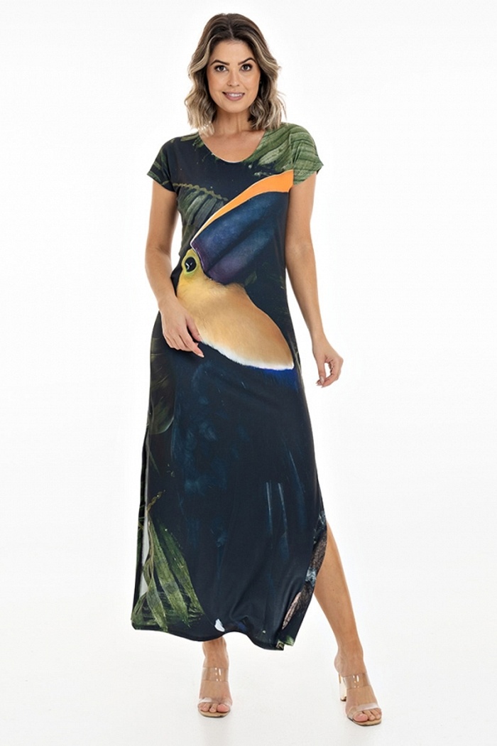 Vestido Longo Jeri Big Tucano Folhagem