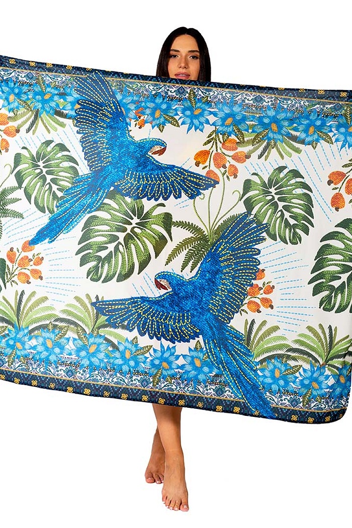 Canga Retangular  Arara Bordado Barra