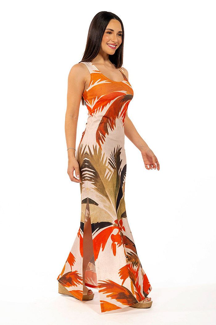 Vestido Hortencia Coqueiros Aquarela