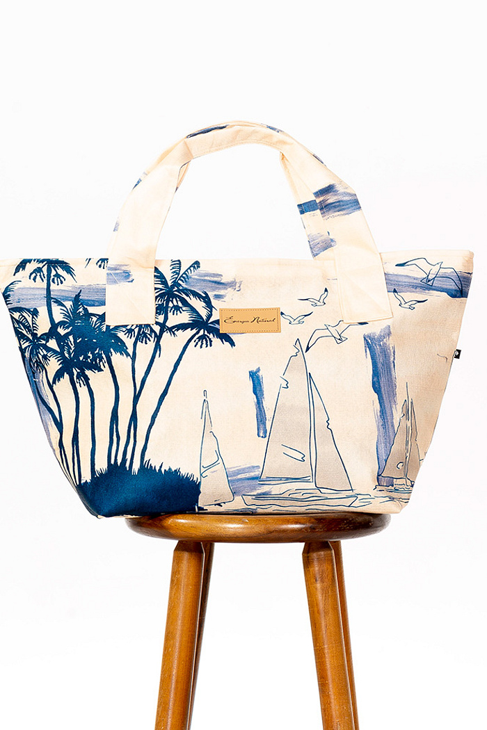 Bolsa Praia Barcos Gaivotas Off