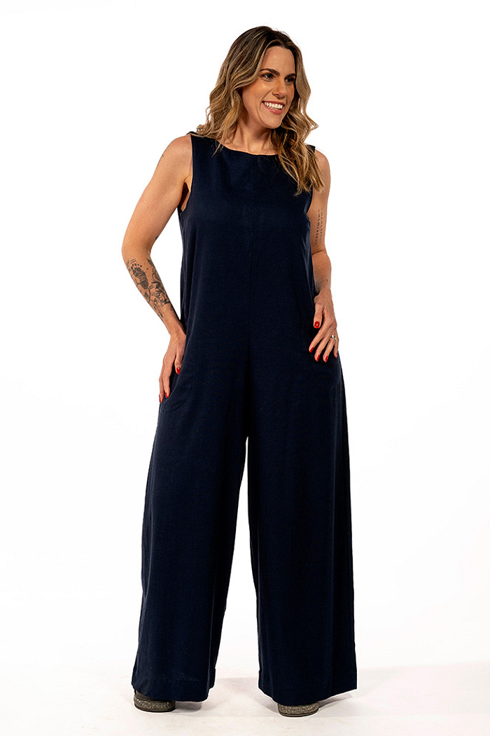 Macacão Linho Essência Marinho