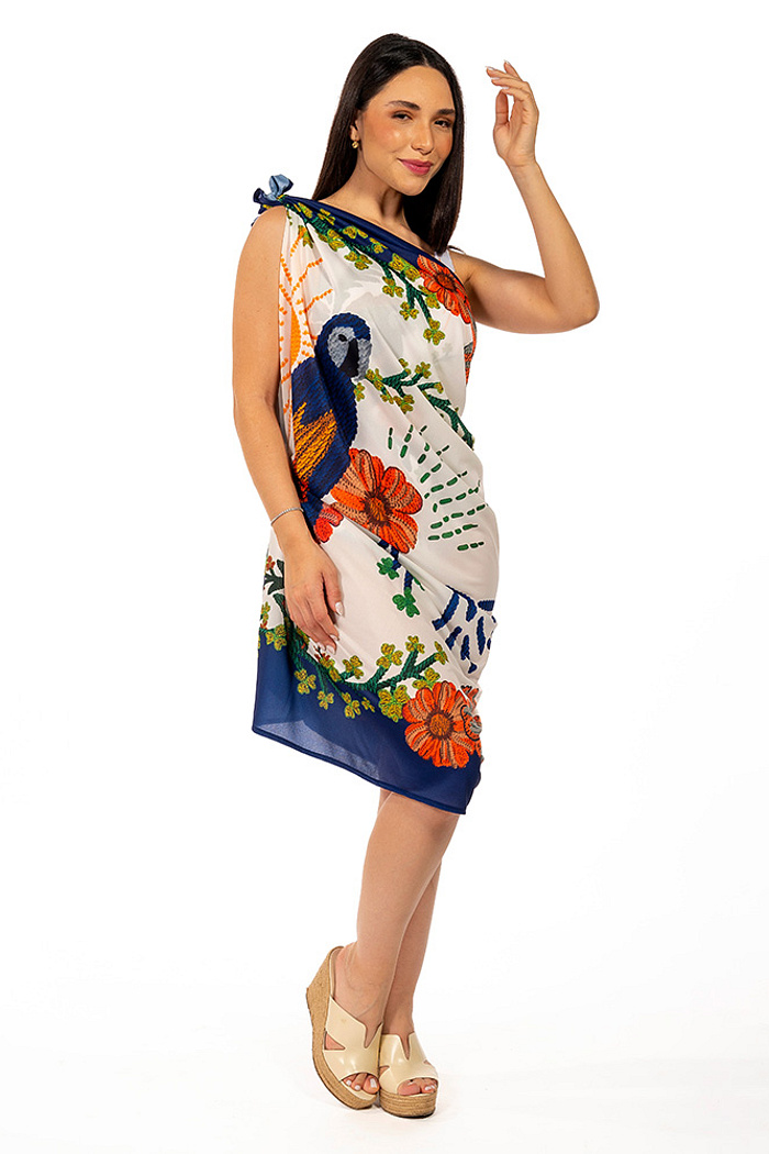 Canga Retangular Arara Tropical Barrado