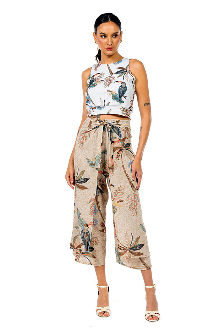 Calça Transpassada Tucaninhos Bordados