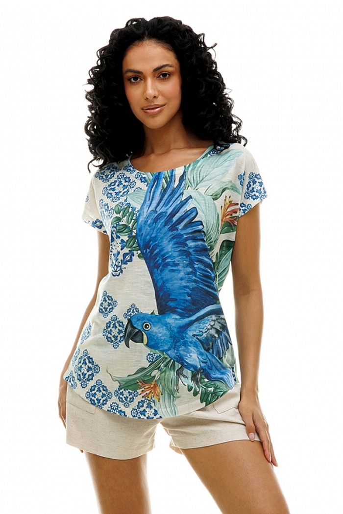Blusa Jasmim Maxi Arara Azul Azulejo