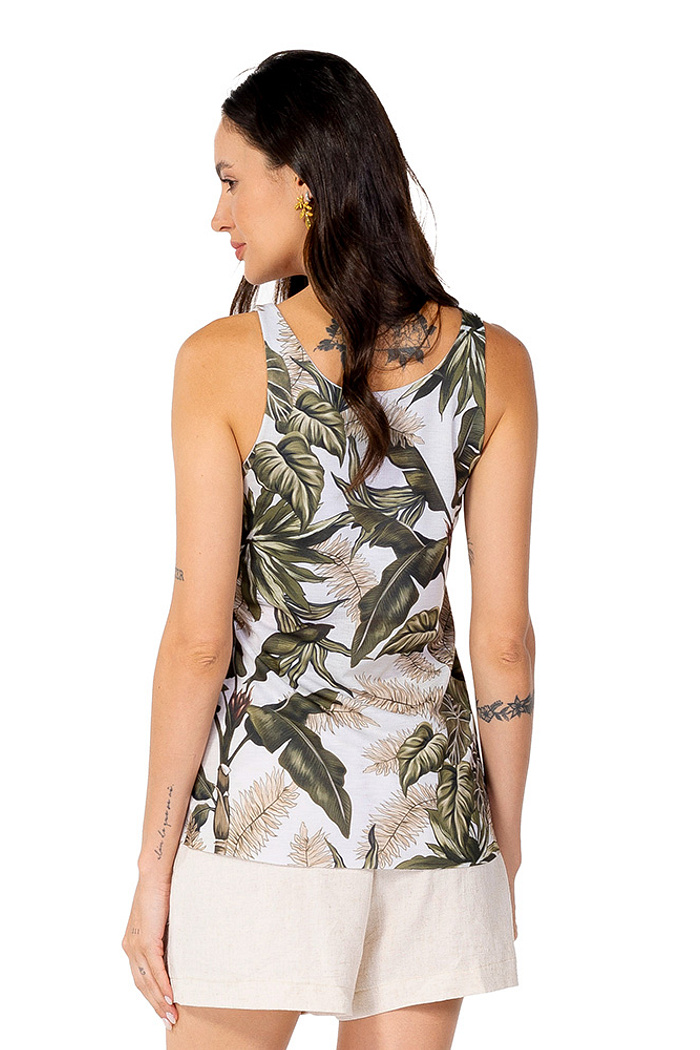 Regata Summer Folhagens Linho Off