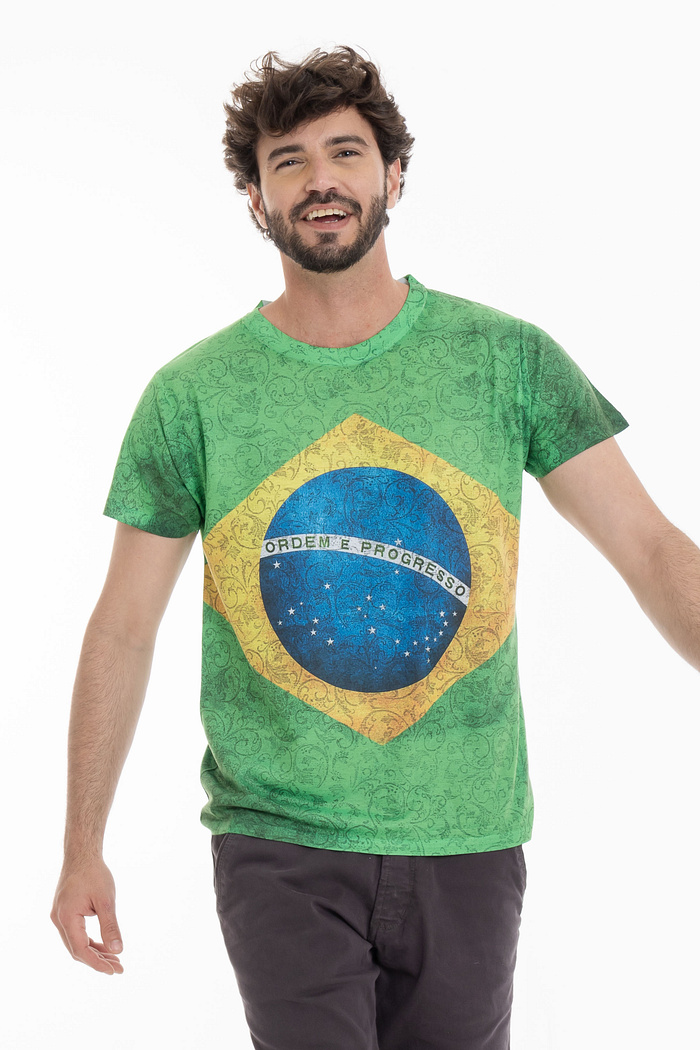Camiseta Básica Adulto Brasil Arabescos