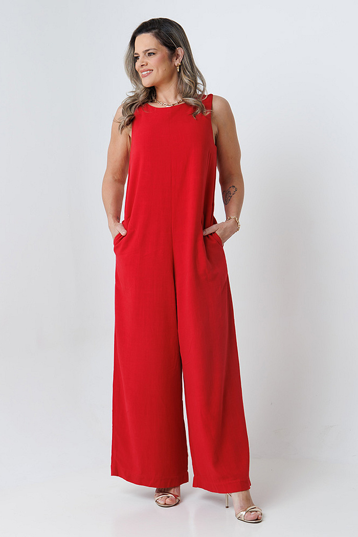 Macacão Linho Essência Vermelho