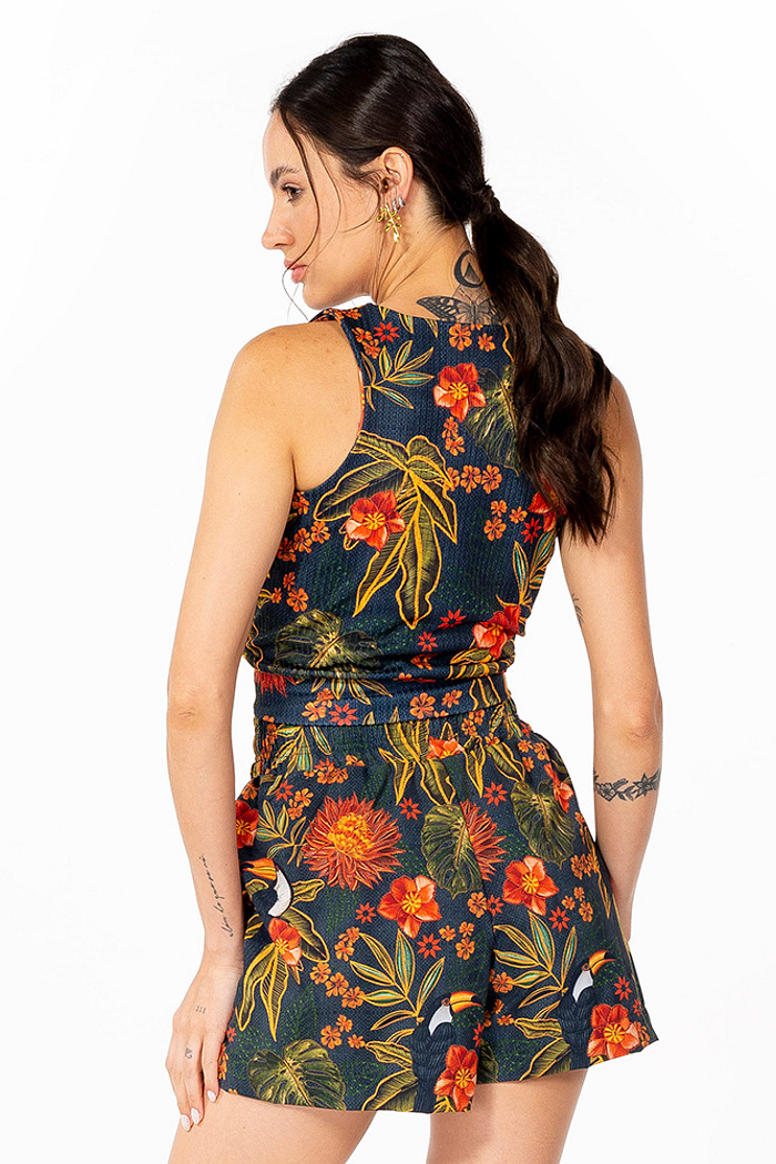 Top Canelado Tucano e Folhas