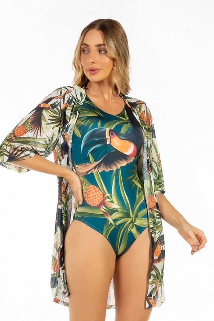 Saída de Praia Chemise Alongada Tucano Abacaxi