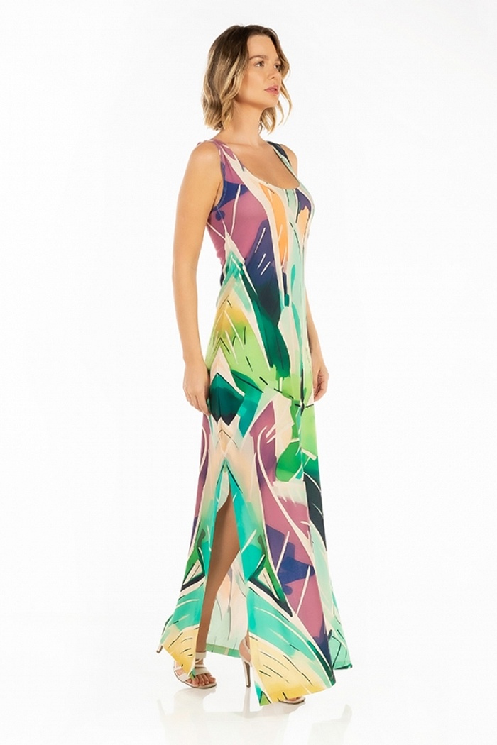 Vestido Hortência Folhagens Color Off