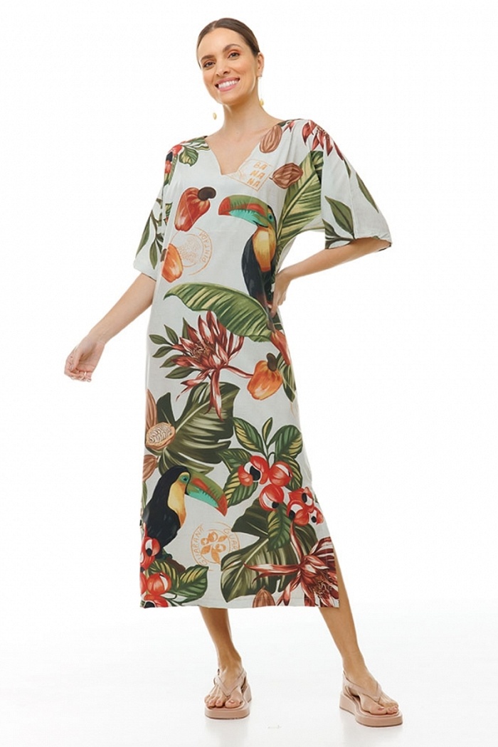 Kaftan Atena Tucano com Folhas e Guaraná