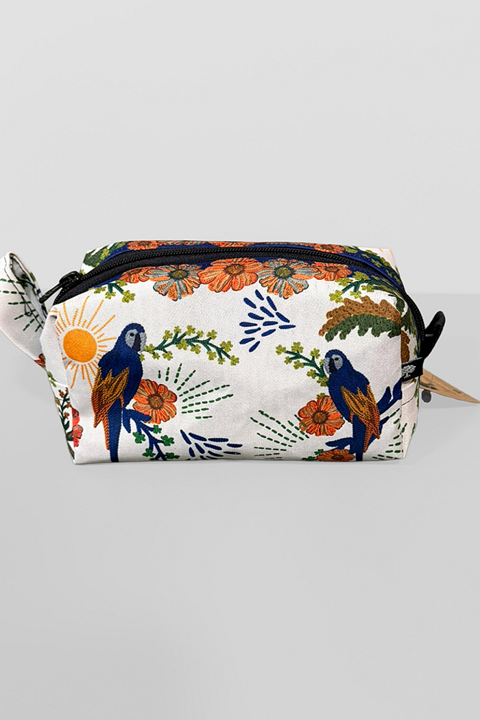 Necessaire Pequena Arara Tropical Bordado
