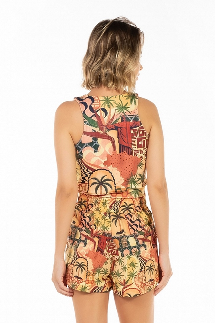 Short Atena Resort Colagem Elementos Rio