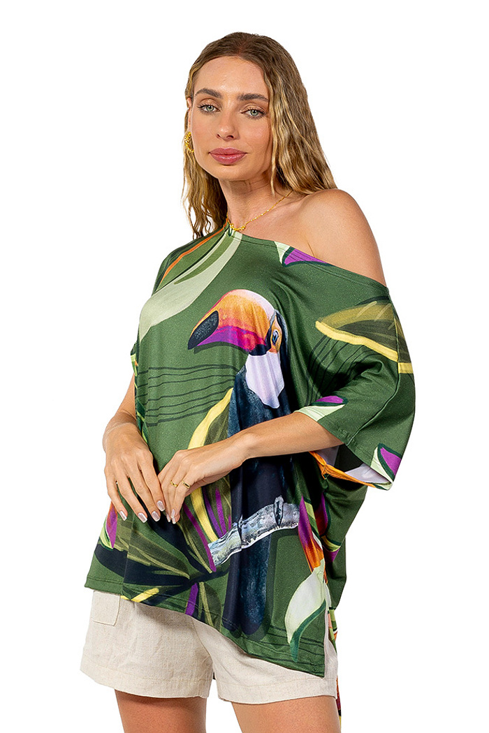 Blusa Conceito Tucano Folhas Verde
