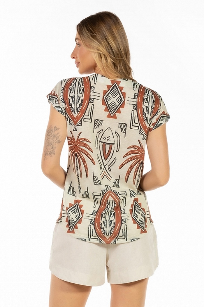 Blusa Jasmim Grafismo Laranja