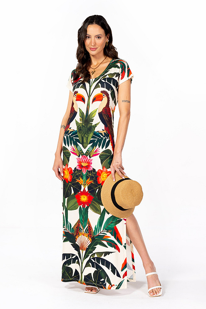 Vestido Longo Jeri Tucaninhos