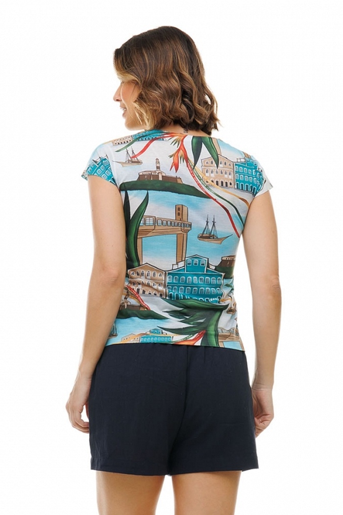 Baby Look Florata Paisagem Salvador