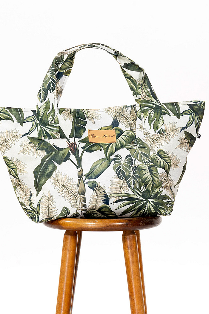 Bolsa Praia Folhagens Linho Off
